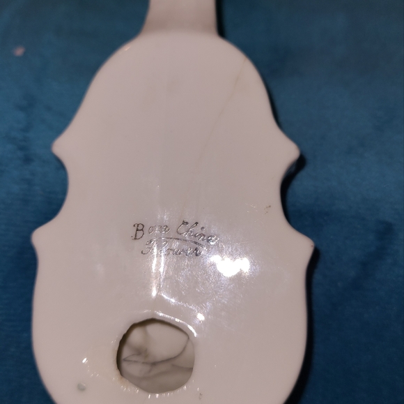 Vtg Mid Century Flowered Hand Painted Bone China Violin Trinket Dish - Picture 12 of 14